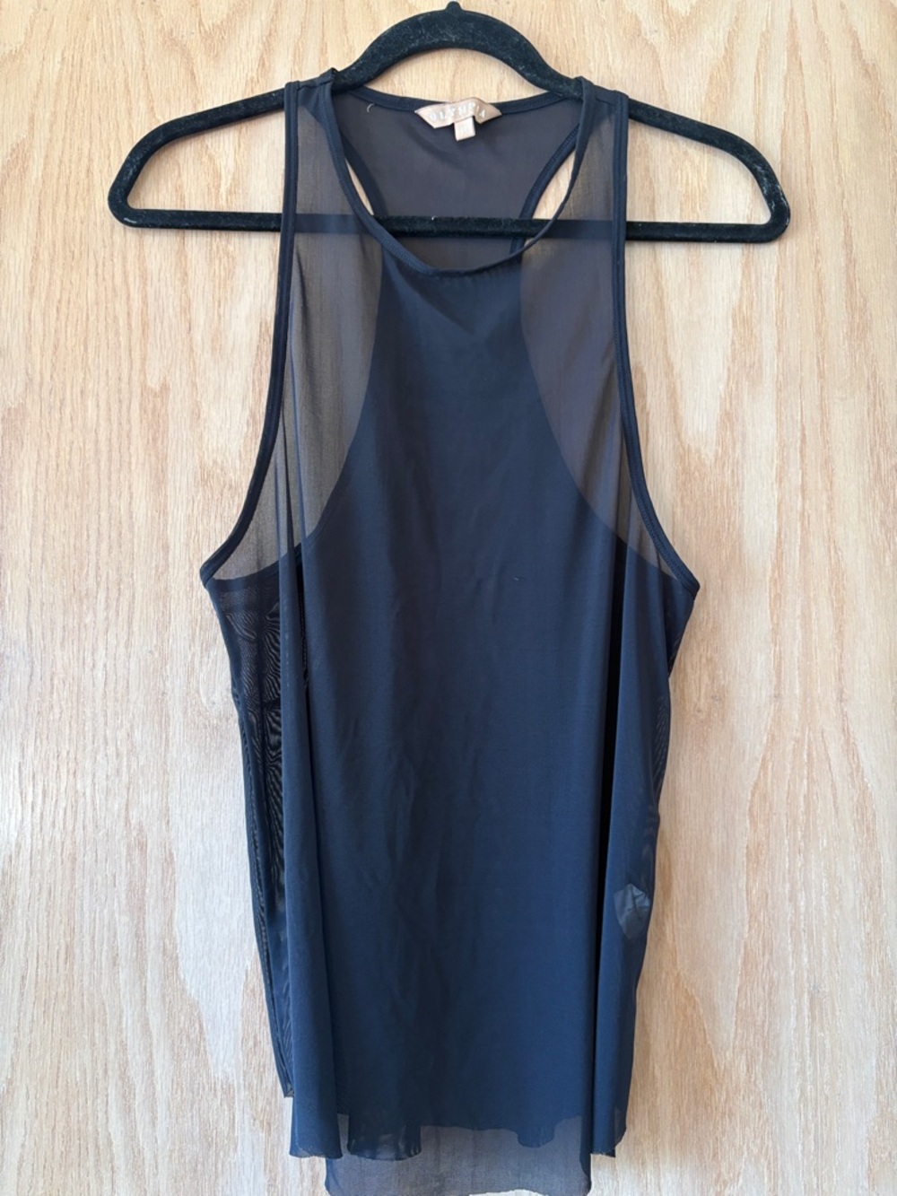 Olympia Black Sheer Overlay Tank Top Sz Small like new